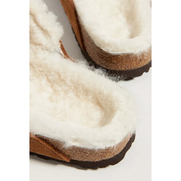 New Birkenstock Arizona Shearling Sandals in Suede Mink Brown US 8 / EUR 39 - Picture 12 of 12